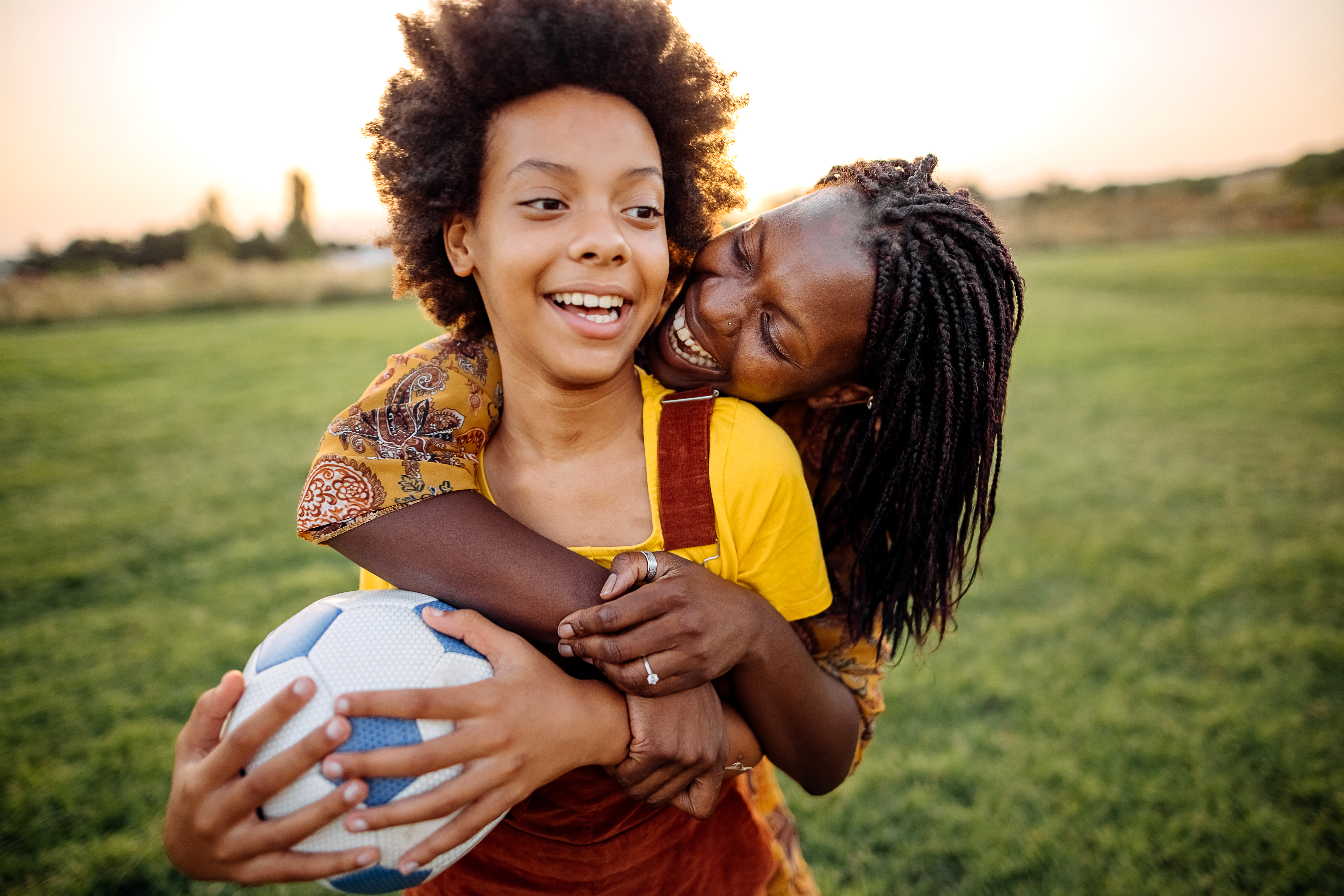 mother and child playing outside